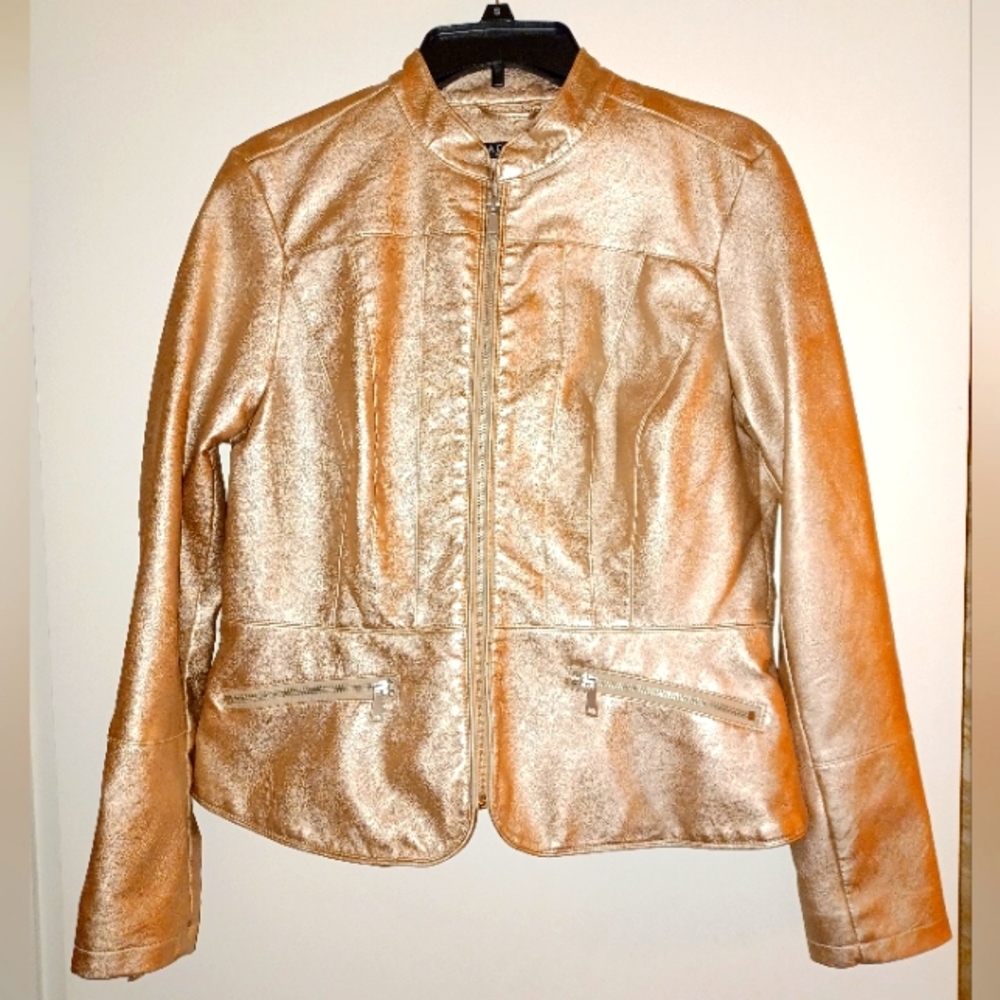 Rose Gold Faux Leather Jacket.  Size M